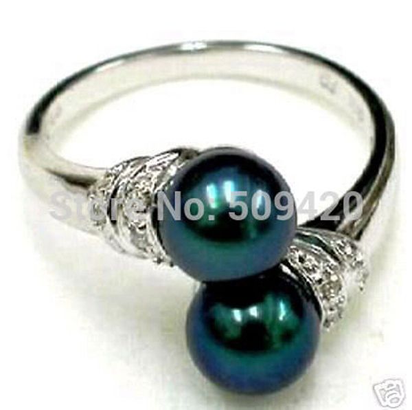 

black shell pearl ring size 7 8 9, Slivery;golden