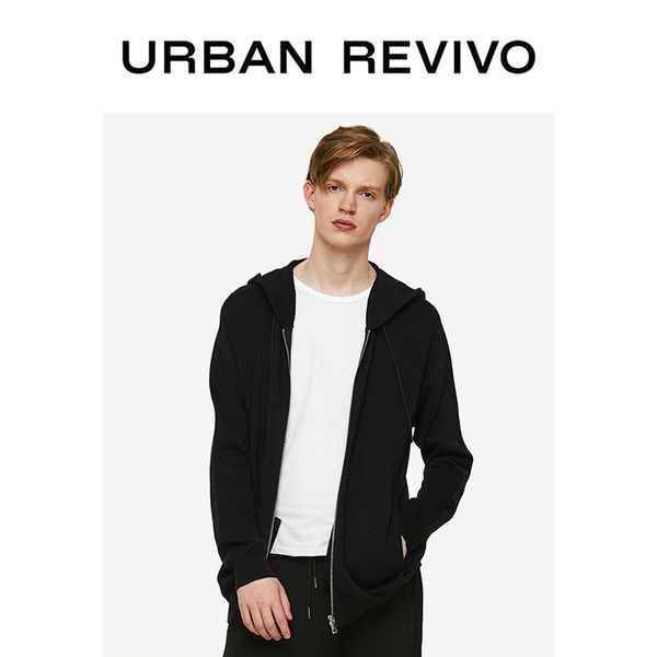 

ur new spring мужчинам верхняя одежда basic с капюшоном на молнии ребро обрезка завязок knit кардиган ml05s9dn2000, White;black