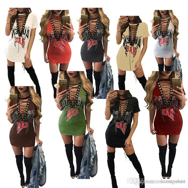 

женщины sexy бинты мини платье вечера клуб bad напечатанные буквы повседневные платья, Black;gray