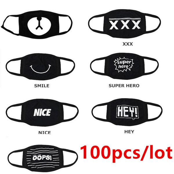 

100pcs cotton trendy mask black dustproof mouth face cycling anti-dust korean kpop style facial protective cover masks