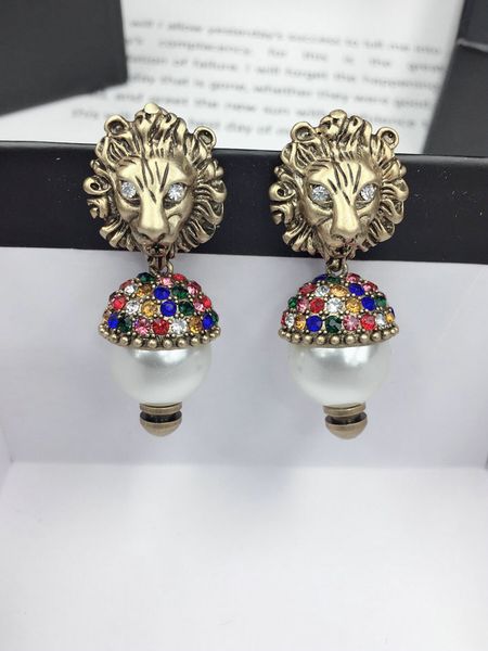 

brand earrings gucci women fashion cc jewelry diamond luxury high-quality fine workmanship comparable original lion earrings, Golden;silver