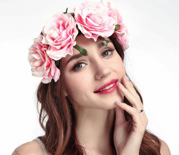 Богемия ручной работы цветочные повязка на голову большие розы цветочные волосы аксессуары для волос для волос для волос для волос для волос для вечеринки для волос