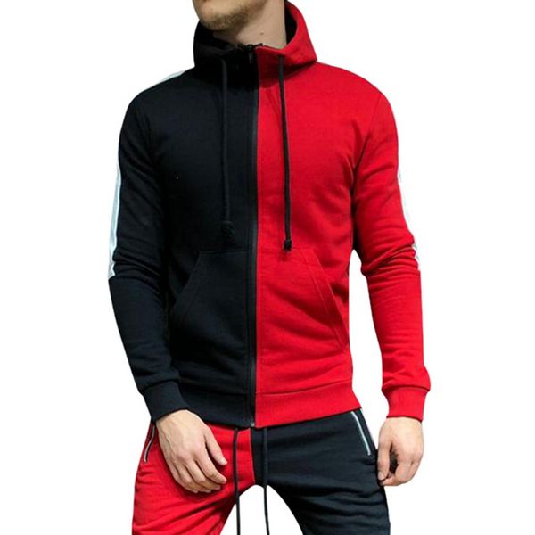 

running jerseys 2021 men'scontrast color hoodie pullover sports tracksuit zipper closure sweatshirts male spring autumn long sleeve hoo, Black;blue