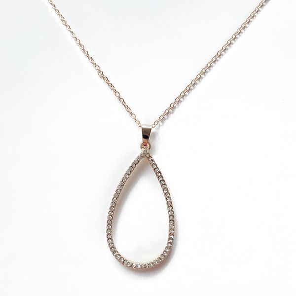 

rhinestone teardrop pendant necklace, Silver