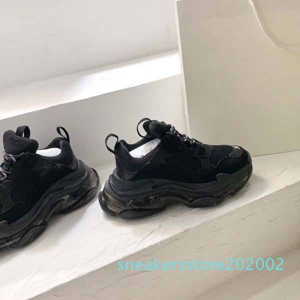 

paris 2019 crystal bottom triple-s black leisure luxury dad shoes platform triple s sneakers for men women vintage kanye old grandpa