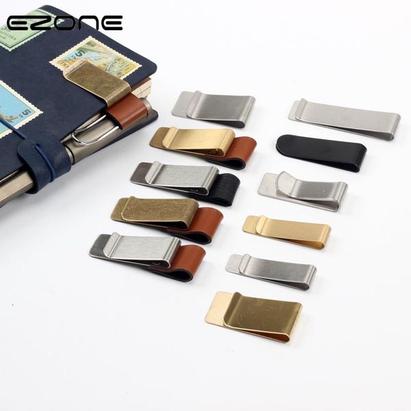 

ezone 1pc metal notebook pen clip notebook accessories pen clip holder leather pure color office