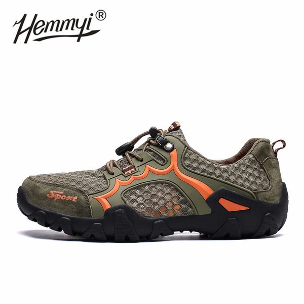 

new 2019 outdoor men hiking shoes summer mesh breathable elastic band loafers big size 39-48 travel walking shoes for man