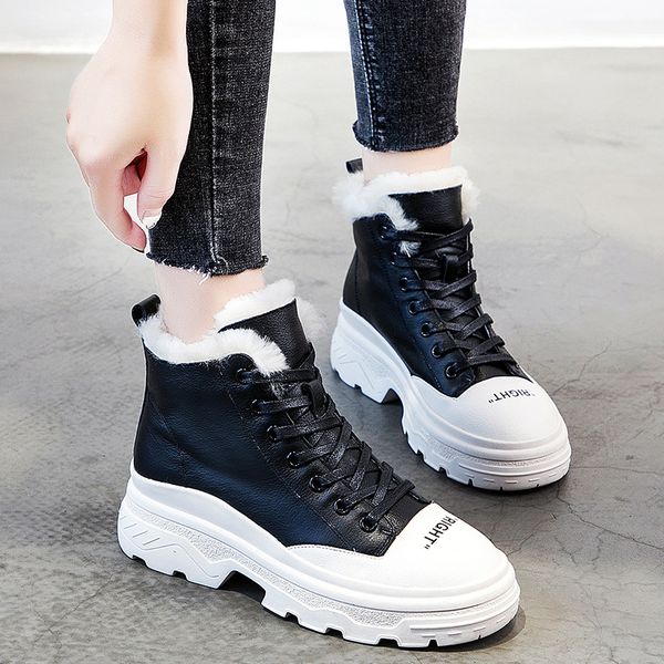 

women boots soft genuine leather outdoor shoes motorcycle street outdoor style girls high tube boots women shoes snow boot, Black