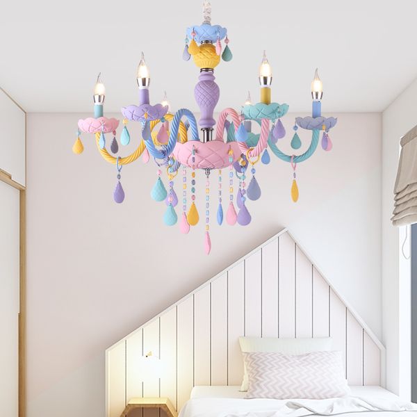 2019 Красочный хрустальный люстр Macaron цвет капля детская спальня лампа творческий фантазии светильник витраж