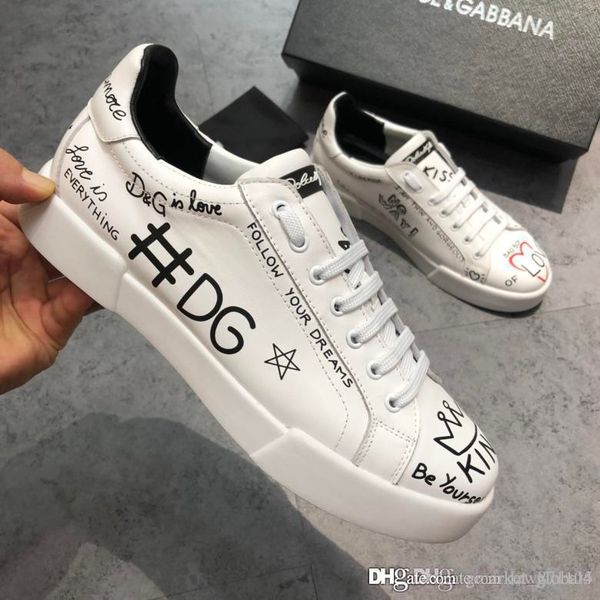 

Новый роскошный дизайнер обуви PORTOFINO кроссовок в распечатанном телячьей кожи Жен