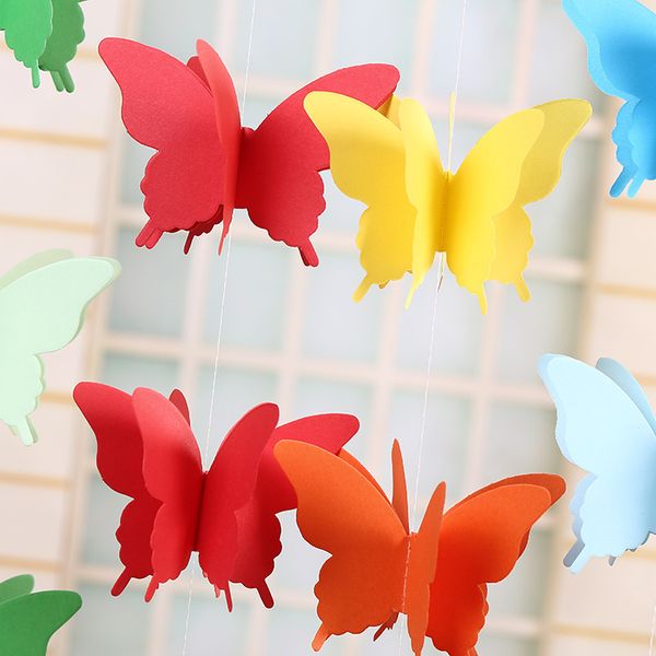 

10pcs 2.7m butterfly paper pull flower diy home mall window decoration wedding wall party supplies colorful butterflies paper string