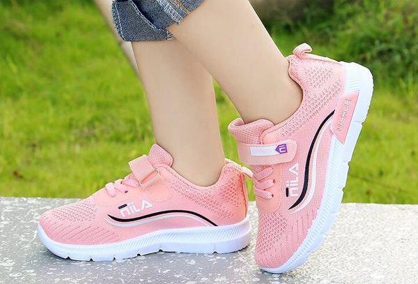 

детская спортивная обувь 2019 новая весенняя обувь для мальчиков сетка сверху дышащий ребенок ребенок летать плетение девочек одиночные боти, Black;red