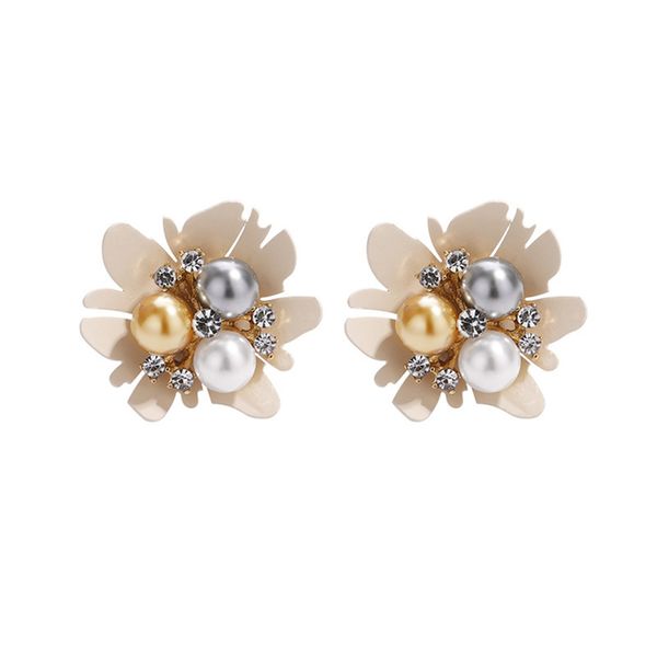 

seven candy pearl flower earrings for women simple vintage temperament earrings fashion jewelry 2019 personality accessories, Golden;silver