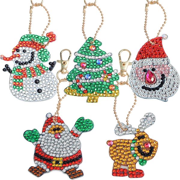 

2019 new diy santa claus christmas decor ornaments jewelry accessories keychain drilling christmas pendant