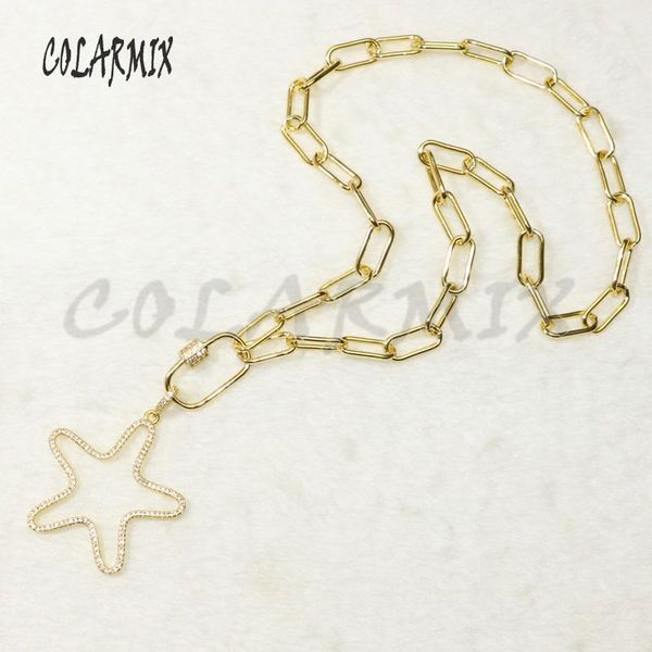 

3pcs fashion necklace star zircon accessories keep colors big star necklace big link chain for women 50347, Silver