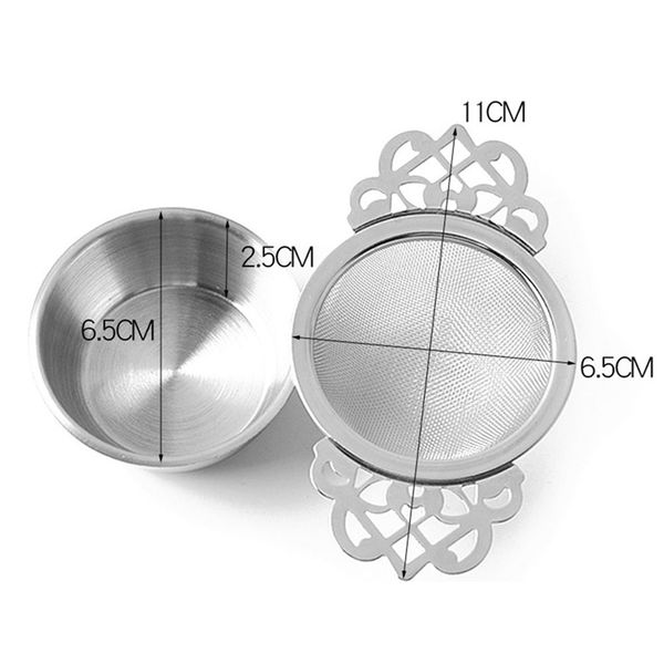 

tea strainers with drip bowls (2-pack); elegant stainless steel loose leaf tea strainers tea strainers