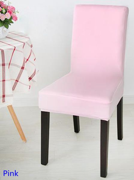 

pink colour spandex lycra chair cover fit for square back home chairs wedding party home dinner decoration half cover