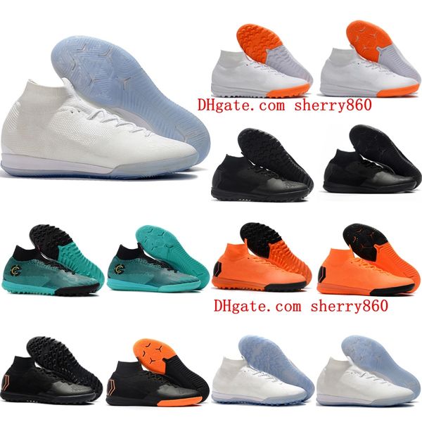 

2019 mens kids soccer cleats SuperflyX 6 Elite TF indoor soccer shoes turf youth Crampons de football boots boys Mercurial Superfly 360