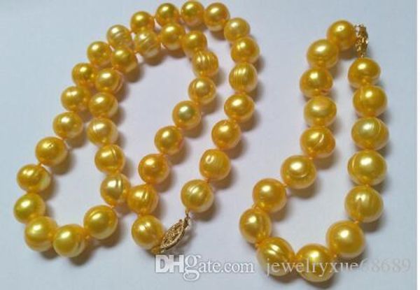 

set of8-9mm south sea baroque gold pearl necklace 18, Silver
