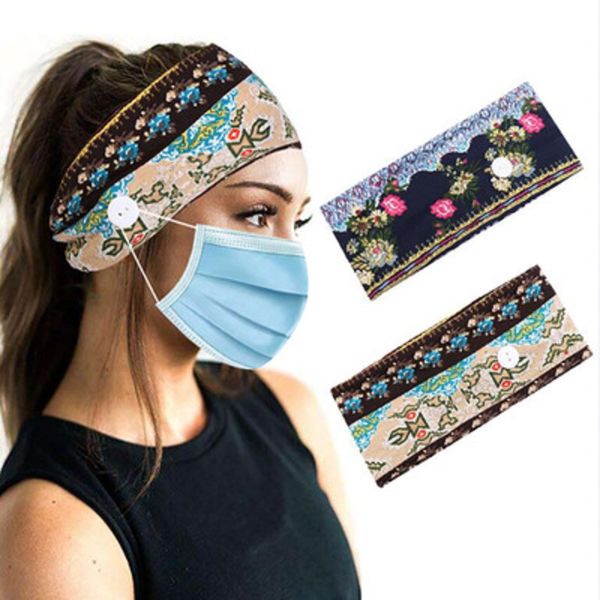 

workout headbands with buttons for mask holder yoga running sports turban hair band headband mask partner mask accessories fashion scarf