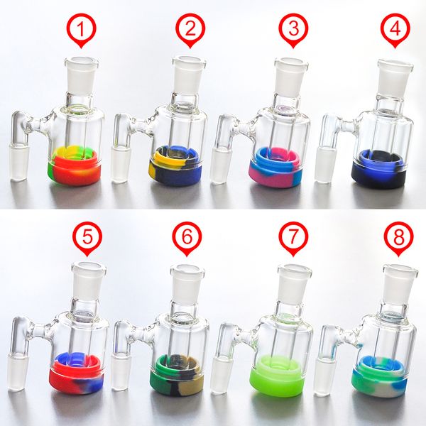 

Mini Glass Ash Catcher с 10мл силиконовым контейнером 14ммм-14мм для стеклянного бонга буровой установки пепельницы стеклянные водопроводные трубы курительные принадлежности