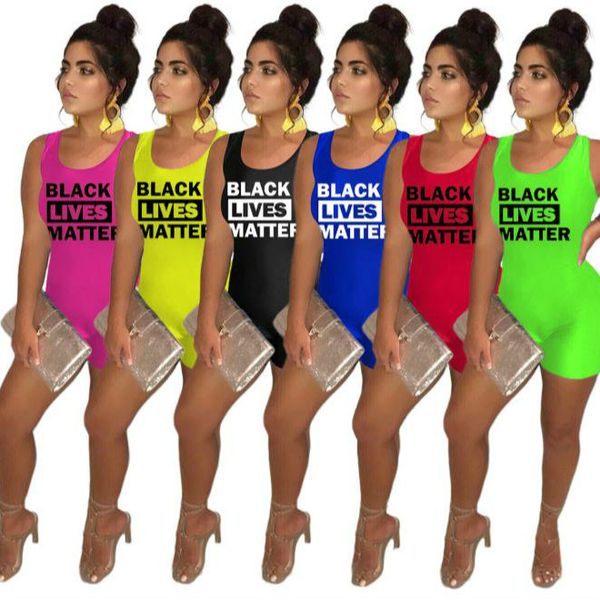 

black lives matter 2020 streetwear style womens jumpsuits trend letter print jumpsuits quick-drying skinny shorts rompers sport style, Black;white
