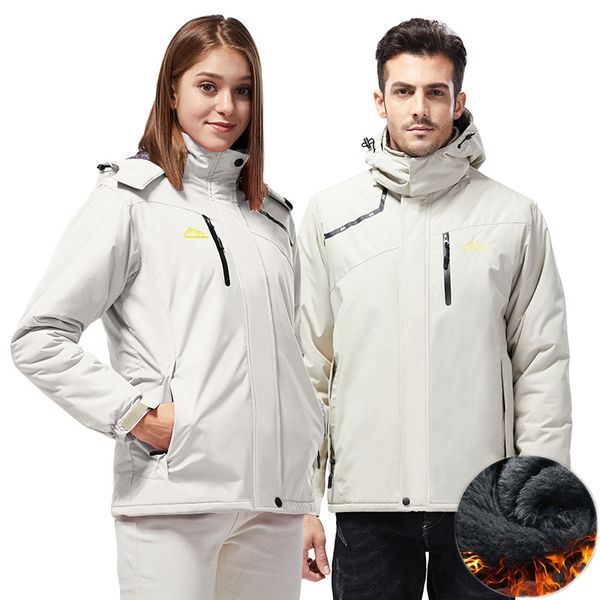 

new winter men women jacket coat outdoor ski fishing riding fleece windbreaker parkas men thermal clothing hooded hiking jackets, Blue;black