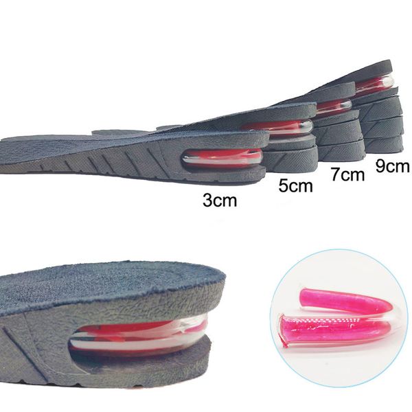 

3-9cm height increase insole with air cushion height lift adjustable cut shoe heel insert taller support absorbant foot pad, White;pink