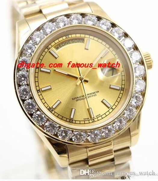 

3 Style Fashion Luxury Mens Watch Big Diamond Gold Face Full Stainless Steel Original Strap Automatic Movement Mens Watches