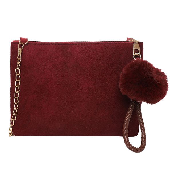 

ladies handbags women hairball solid color suede cross body bag leisure clutch bag shoulder bag phone pack
