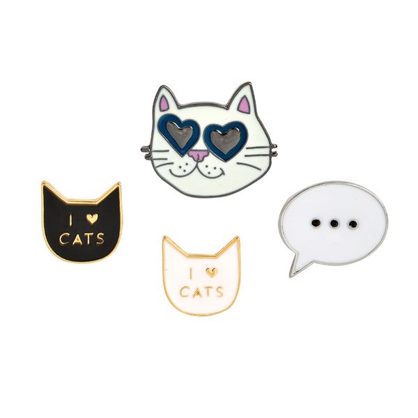 

симпатичные животные cat мультфильм урожай металла kawaii эмаль pin badge кнопки брошь рубашка denim jacket сумка декоративные броши для жен, Gray