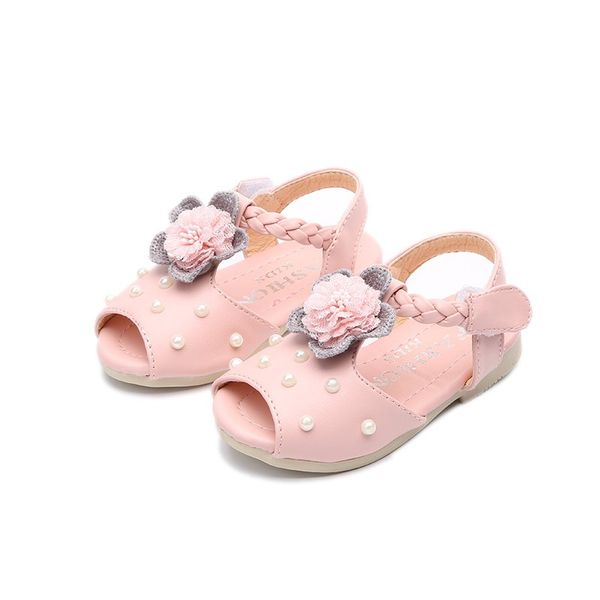 

2019 summer baby sandals newborn baby flower pu shoes toddler girl princess sandals kids newborn shoes 1-3t, Black;red