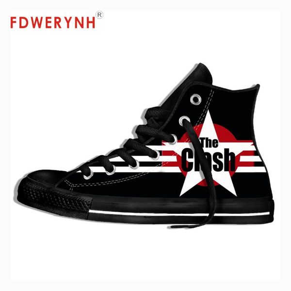 

men walking canvas shoes metal bands the clash strummers customized color lace-up leisures platform shoe espadrilles