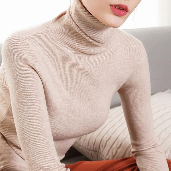 

women's sweater 2019 autumn and winter new pile of collar wild knit bottoming shirt slim thin turtleneck sweater, White;black