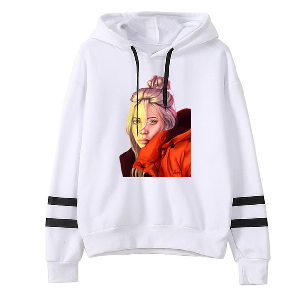 

women clothes 2019 hoody ladies billie eilish cartoon image of american fashion singer printed new pattern hoodies women kawaii, Black