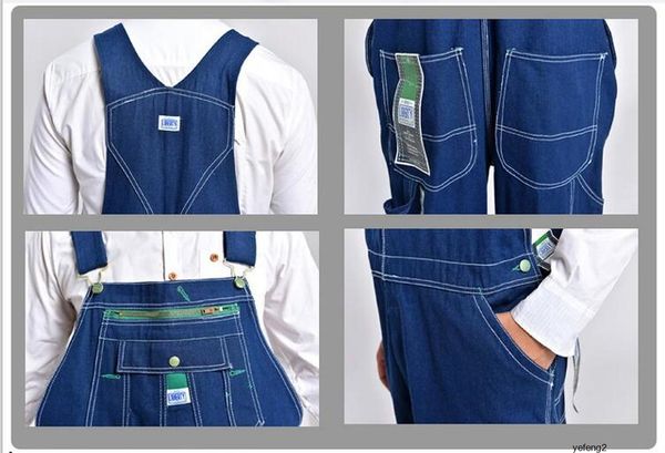 

оптовая продажа-джинсовые комбинезоны для мужчин плюс большой размер мужской джинсовый комбинезон мода нагрудник брюки работа подтяжки комби, Blue