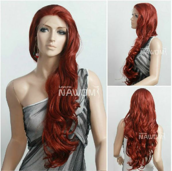 Dark Red Graceful Haifa Wehbe Long Wavy Curly Wig Fashion