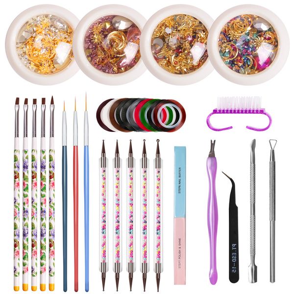 

14pcs/set nail kit professional set nail file french brushes painted pen point drill dotting tool jewelry manicure tool