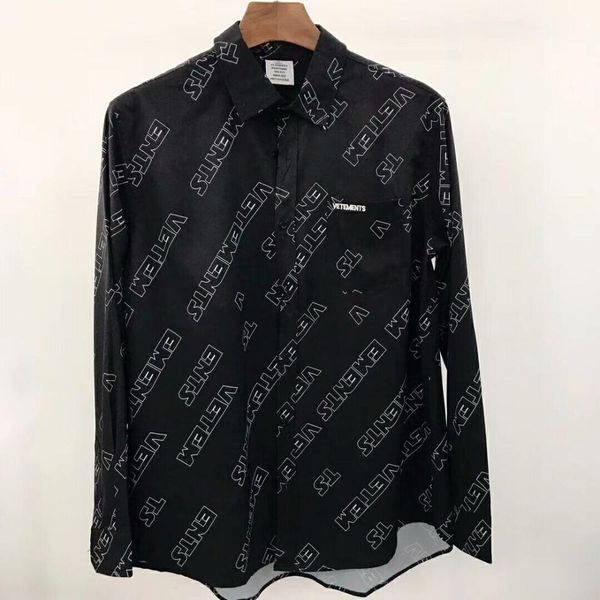 

2019ss новый топ vetements письмо печати мужчины женщины рубашка хип-хоп высокое качество мода повседневная vetements рубашки черный белый s, White;black