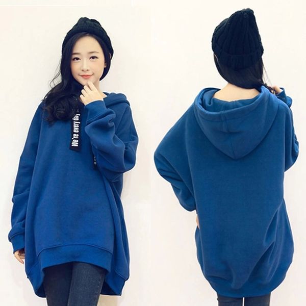

solid oversized hoodie women floral o-neck female autumn winter casual long sleeve pullovers hoodie sweatshirts, Black;brown