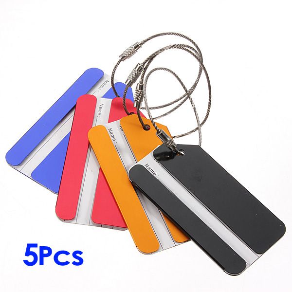 

5 pcs holiday metal travel luggage baggage suitcase id tag buckle address label holder - color random, Black