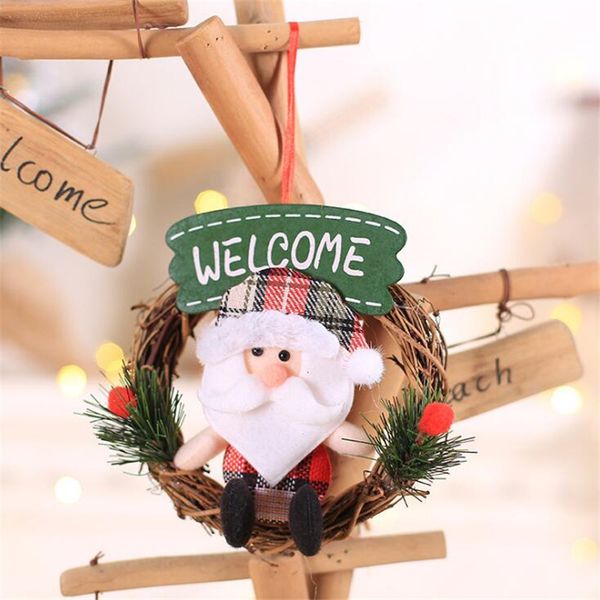 

christmas decorations rattan wreaths santa claus doll ornaments christmas tree door hang decorations xmas party supplies