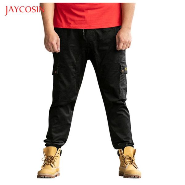 

jaycosin 2020 new men's jeans pants casual straight long pants solid fashion multi pocket jeans men streetwear plus s-7xl, Blue