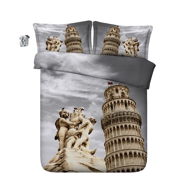 150x200cm 3d Ancient Building Print Duvet Cover Set Bedding With