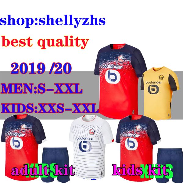 

kit sanches yazici kids lille soccer jersey 19/20 home red away golden yellow soccer shirt third white football shirts maillot de foot, Black