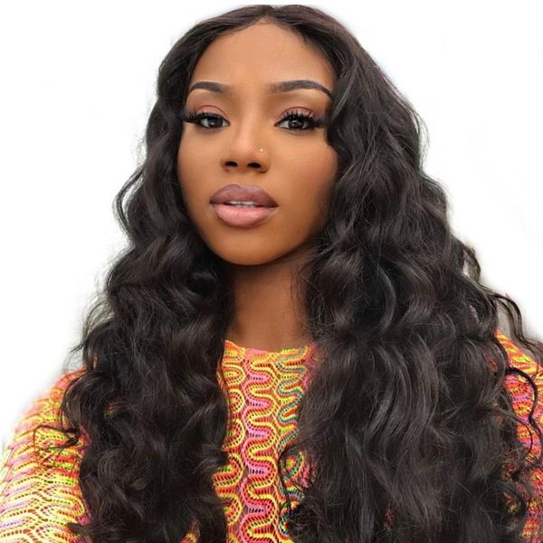 

покер лицо реми человека свободная волна 360 фронтальный парик шнурка натуральный цвет с волосами младенца 250 плотность перуанский парик шн, Black