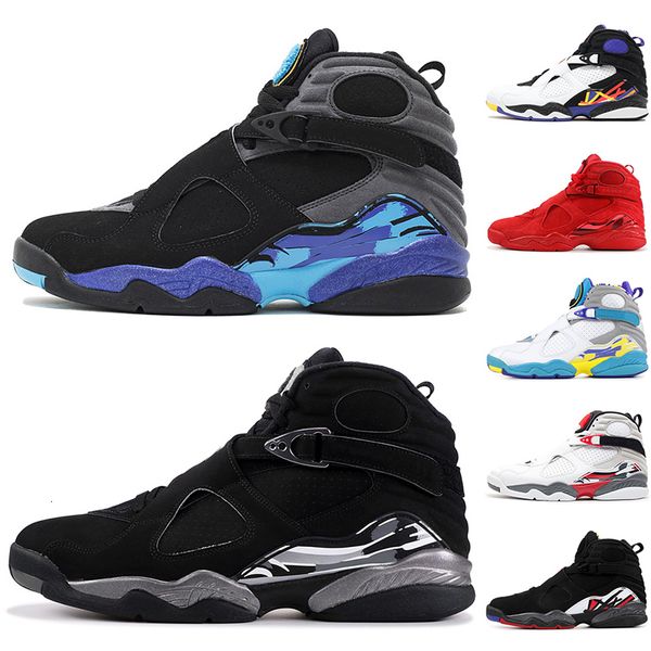 

men basketball shoes 8s valentines day aqua black white 8 mens trainer athletic sports sneakers size 8-13 wholesale