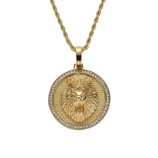 

хип-хоп голова льва кулон ожерелья для мужчин женщин роскошные бриллианты подвески животных из нержавеющей стали золото серебро собака бирка, Silver