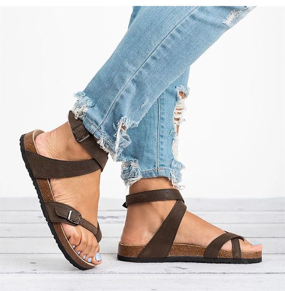 

2020 new women leather casual flat leather women summer sandals, Black