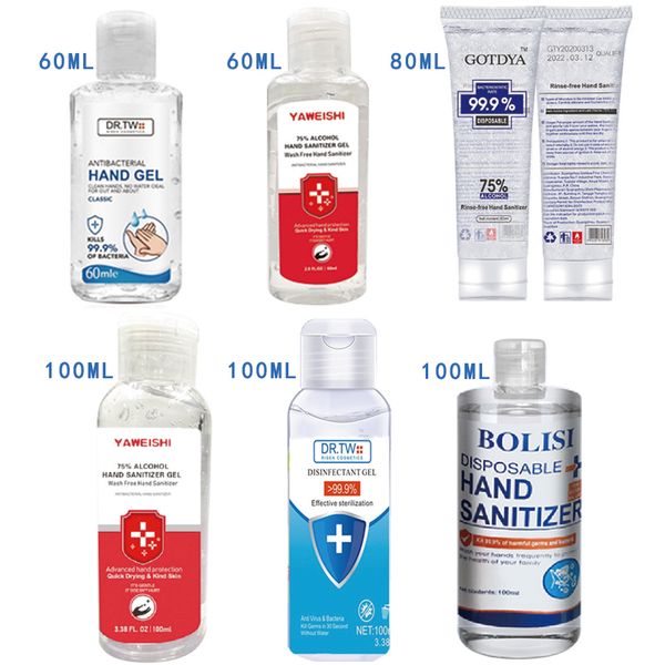 

in stock hand sanitizer 60ml 80ml 100ml disinfection cleaning gel wash disposable hand soap for home office ship